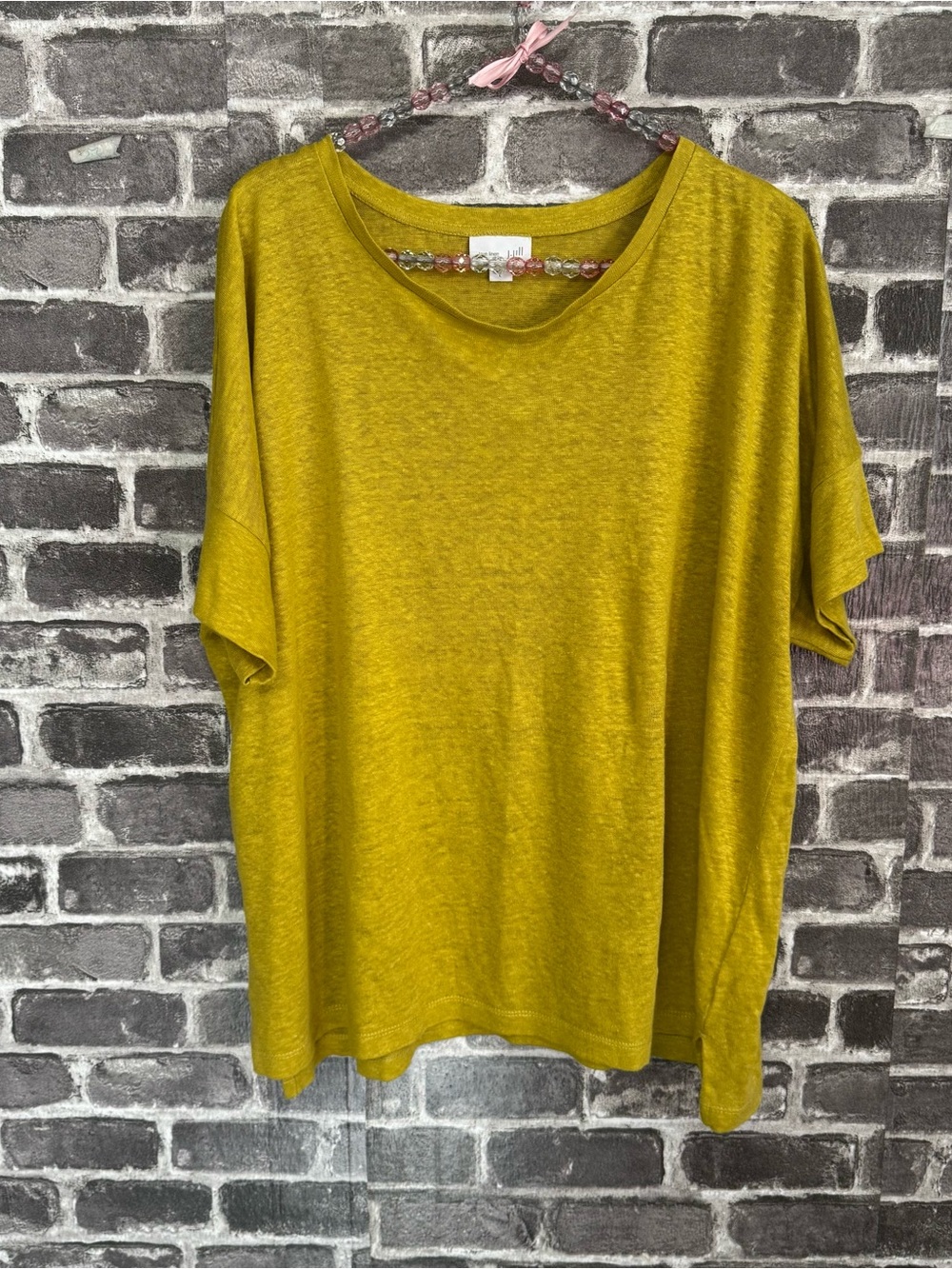 J. Jill love linen tee shirt gold yellow 100% linen